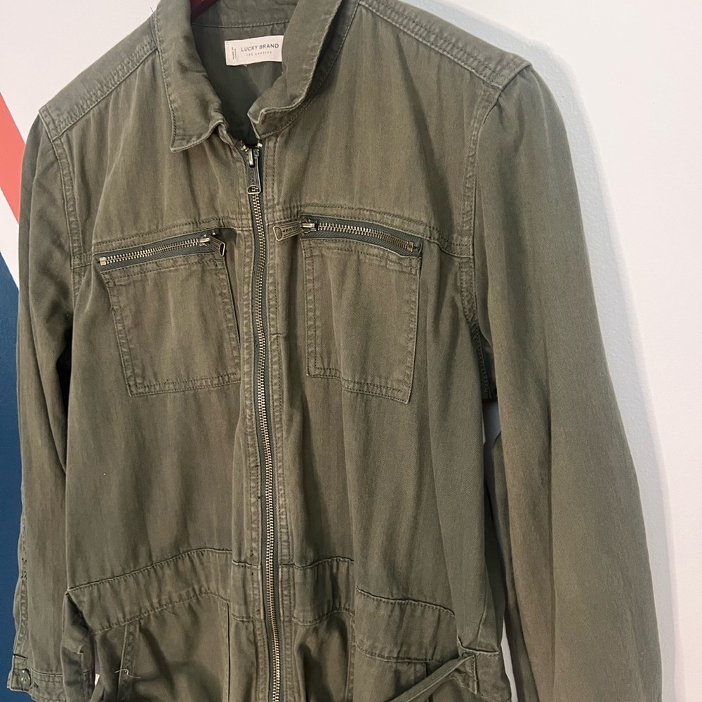 Lucky Brand Green Khaki Women's Utility Jumpsuit - Picture 2 of 6